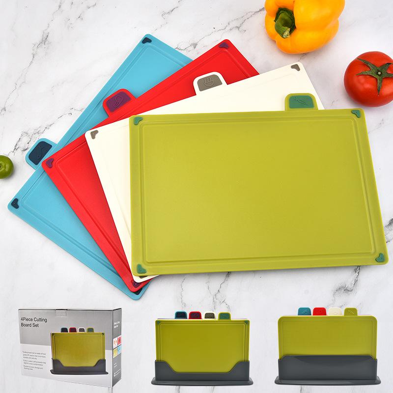 4pcs Food Classification Chopping Boards PP Portable Non Slip Cutting Boards Kitchen Tools