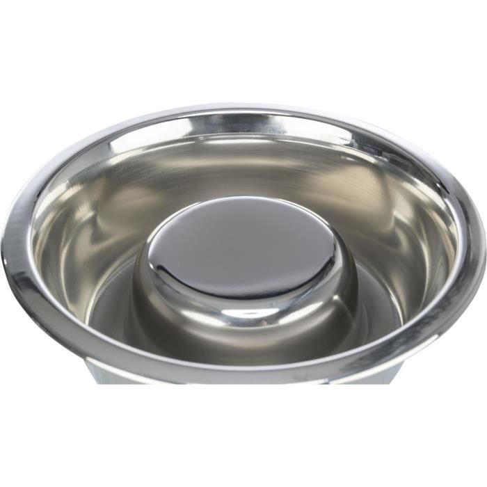 Gamelle Pour Chien - Trixie - Slow Feeding - Acier Inoxydable - Anti-dérapant - Rond