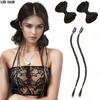 2Styles Synthetic Bowknot Hair Buns Clip In Hair And Long Braided Ponytail Clip In Hair For Women Party