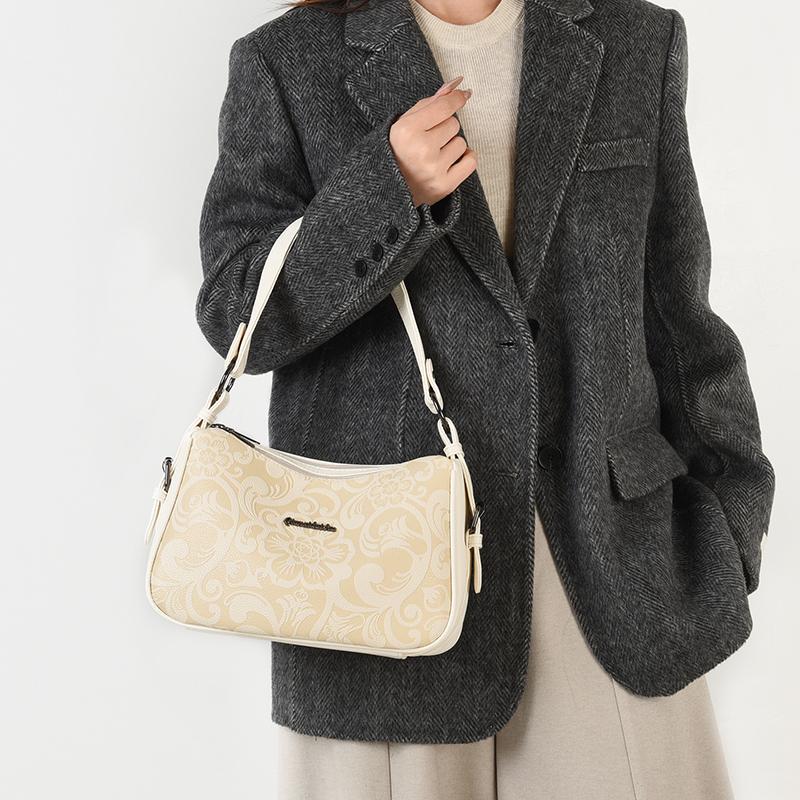 Elegante Borsa a Spalla in Ecopelle con Motivo Floreale per Donna Borsa a Tracolla Ispirata al Vintage