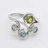 Natural Peridot and Blue Topaz Ring With Gemstone 925 Sterling Silver Ring Handmade Stone Solid Round Cut Stone Jewelry for Women - 1.87 Cts