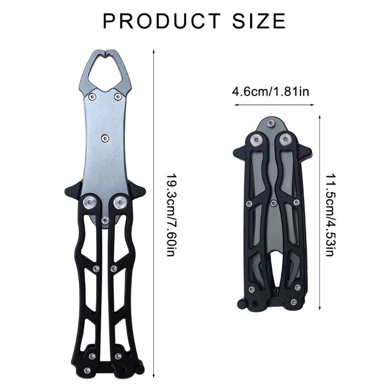 Foldable Fishing Pliers Fish Mouth Grabber Fish Lip Grippers Fish Holder Grippers Tool Aluminum Fish Holder