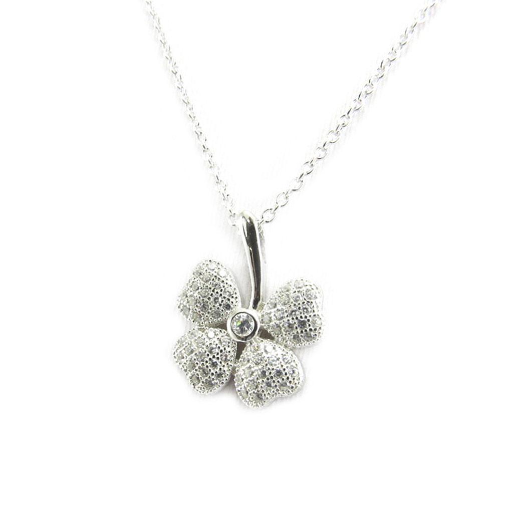 Altesse [L6091] - Collier Argent 'Trèfle' blanc