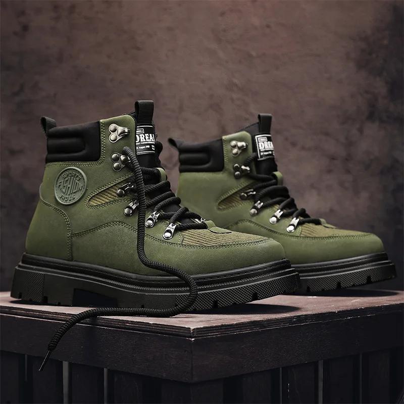 

Ботинки для активного отдыха для мужчин, тактические ботинки для мужчин, мотоциклетные ботинки, роскошные походные мужские кроссовки, легкие нескользящие мужские ботинки для пустыни 44 зелёный