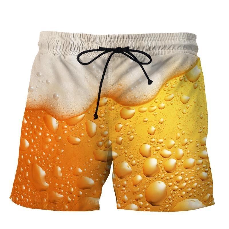 

3D-принт забавные пивные пляжные шорты для мужчин хип-хоп крутые свободные шорты летняя мода повседневные плавки мужская одежда 2XL