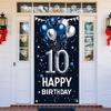 10th Birthday Door Cover Decoration 71 x 35 Inch Blue and Silver Balloon Banner for Tenth Birthday Party Supplies Happy 10 Years Old Photo Booth