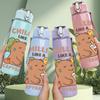 1PC Chillin Like A Capybara Art 750ml Color Plastic Sports Water Bottle Leakproof Flip Straw Lid Suitable for Sports Office Home Use