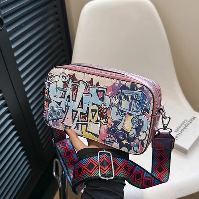 Women's Square Shoulder Bag Graffiti Crossbody Camera Bag Fashion