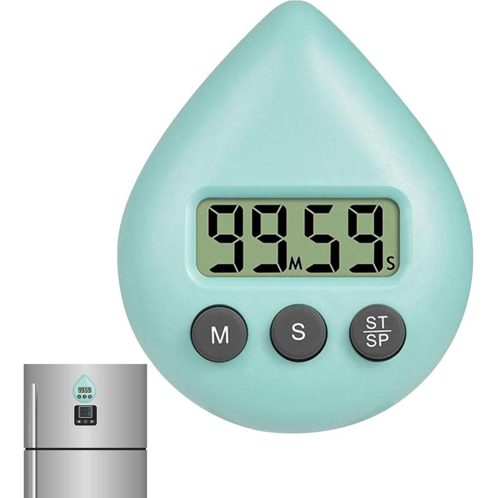 Wasserdichter Digitaler Timer mit Saugnapf, Lauter Alarm Küchen-Timer zum Kochen Duschen Sport, LCD-Display Countdown-Uhr, 8x6.5x2.5cm