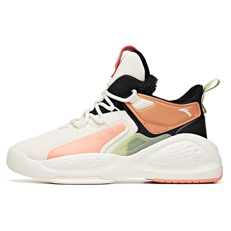 

Anta Bastard Fleece lined Coverage Thermal Slip Resistant Mid top Skateboard Shoes Women s White Black Pink 122048903-3 37.5