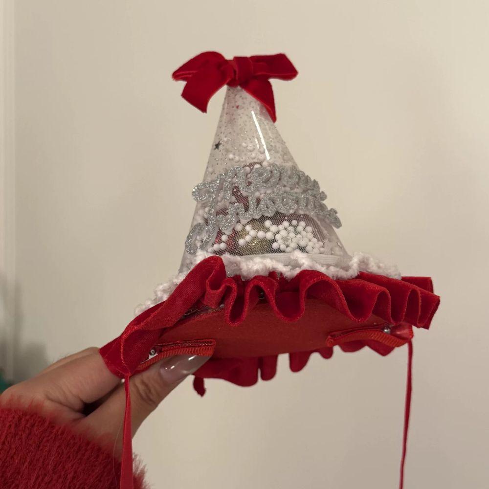 Red Velvet Christmas Hair Clip Shiny Sequin Xmas Headpiece Christmas Hat Hairpin Kids