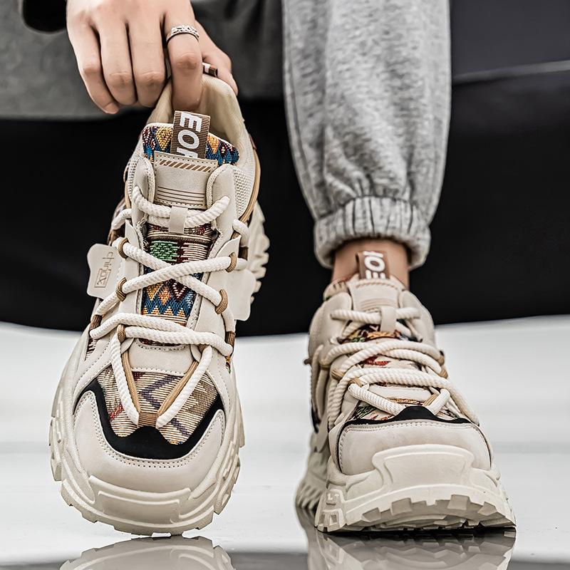 Men's Shoes Trendy Brand Versatile Casual Sports Niche Design Teenagers' Running Anti Slip Height Increasing Dad's