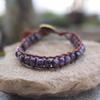 Freeform Shoushan Stone 5x7 Emperor Leather Woven Bohemian Bracelet