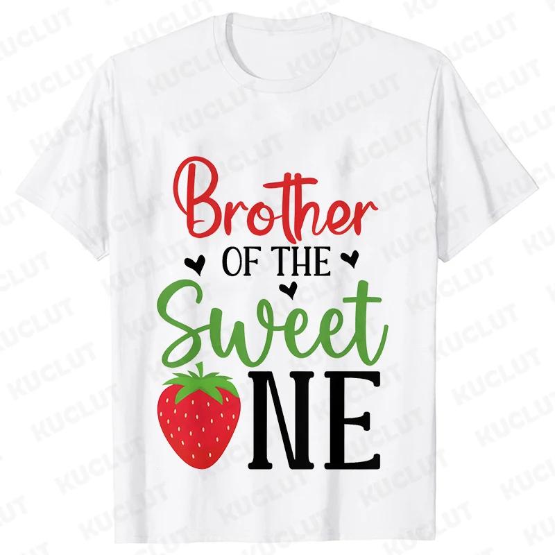 Sweet One Strawberry Birthday Party T-shirt Casual Top T Shirt Family Matching Girls 1st Birthday Graphic Adult Kids Tee T-Shirt