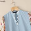 ZANZEA Women Casual V-Neck Floral Print Splice Long Sleeve Blouse
