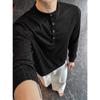 Men S Vintage Long Sleeve Polo Shirt Casual Base Layer