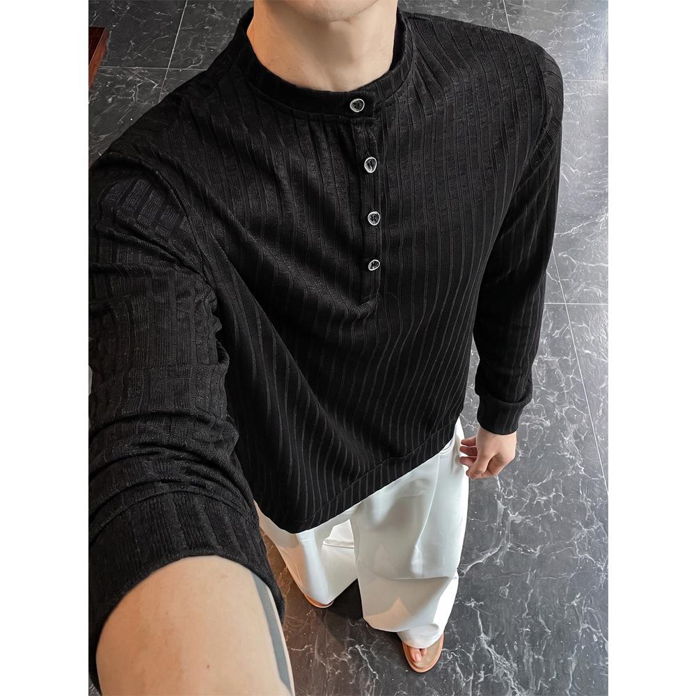 Men S Vintage Long Sleeve Polo Shirt Casual Base Layer