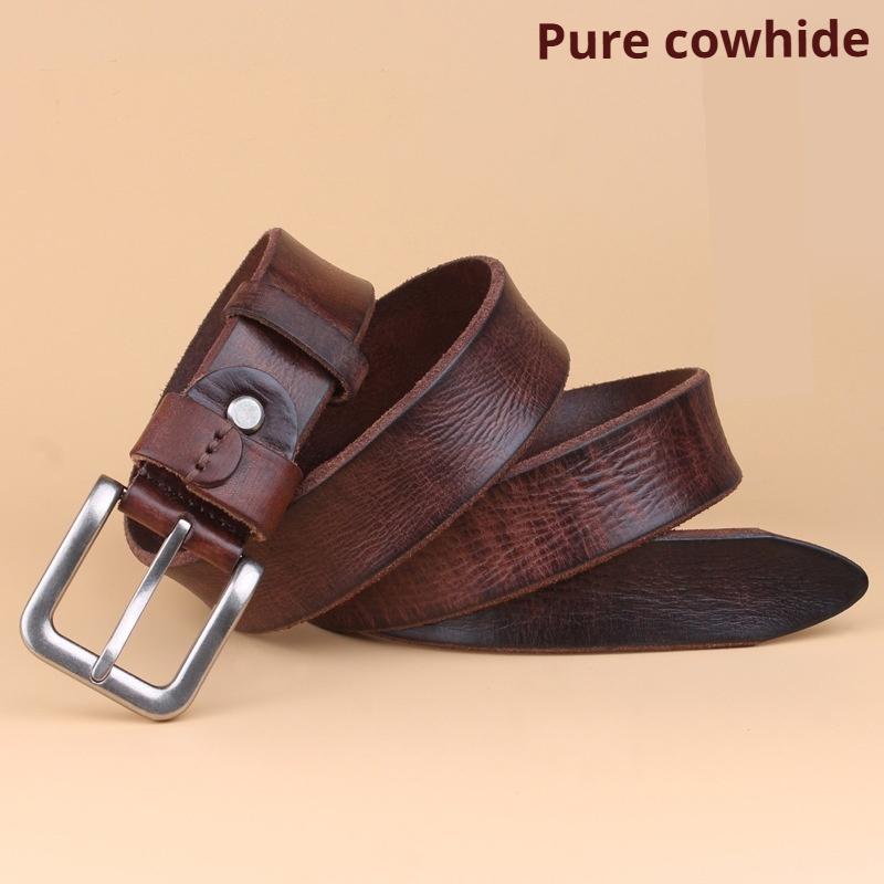Men's Leather Belt Korean Style Casual Top Layer Leather Pin Buckle Belt Youth Men's Belt