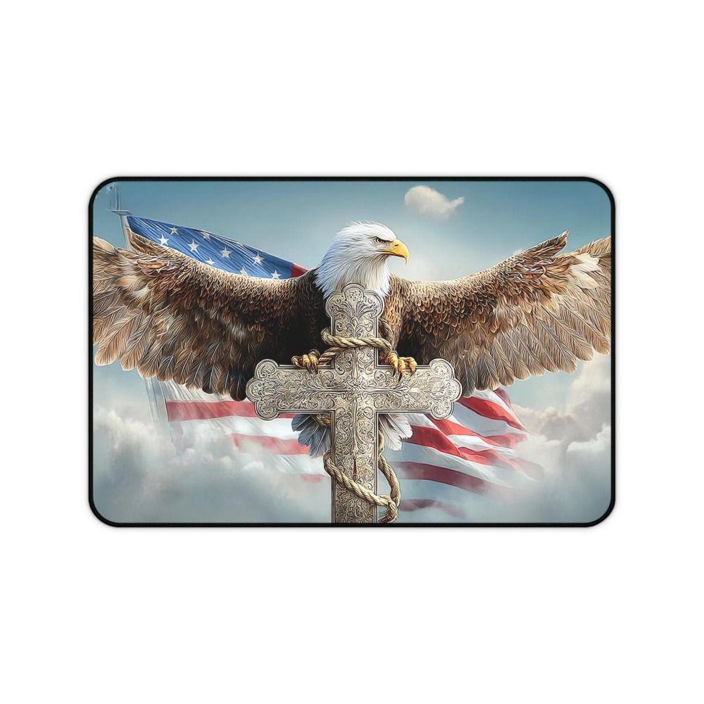Vintage Metal Tin Sign American Eagle Cross Flag Wall Art Home Decor 30x15 cm
