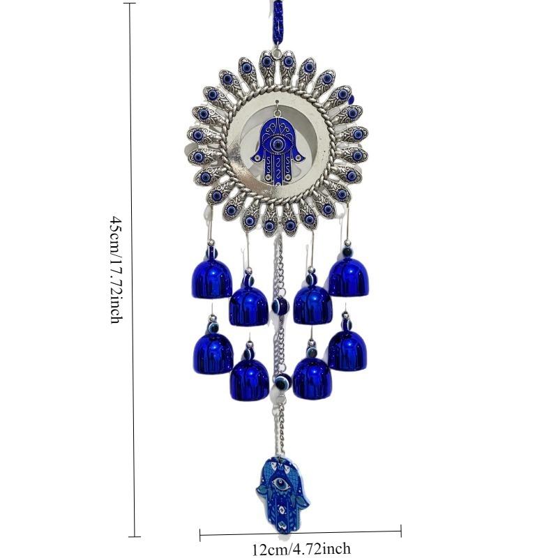 1pcs Evil Eye Metal Wind Chimes with Bells Owl Hand Elephant Design Hanging Pendant for Garden Patio Home Decor