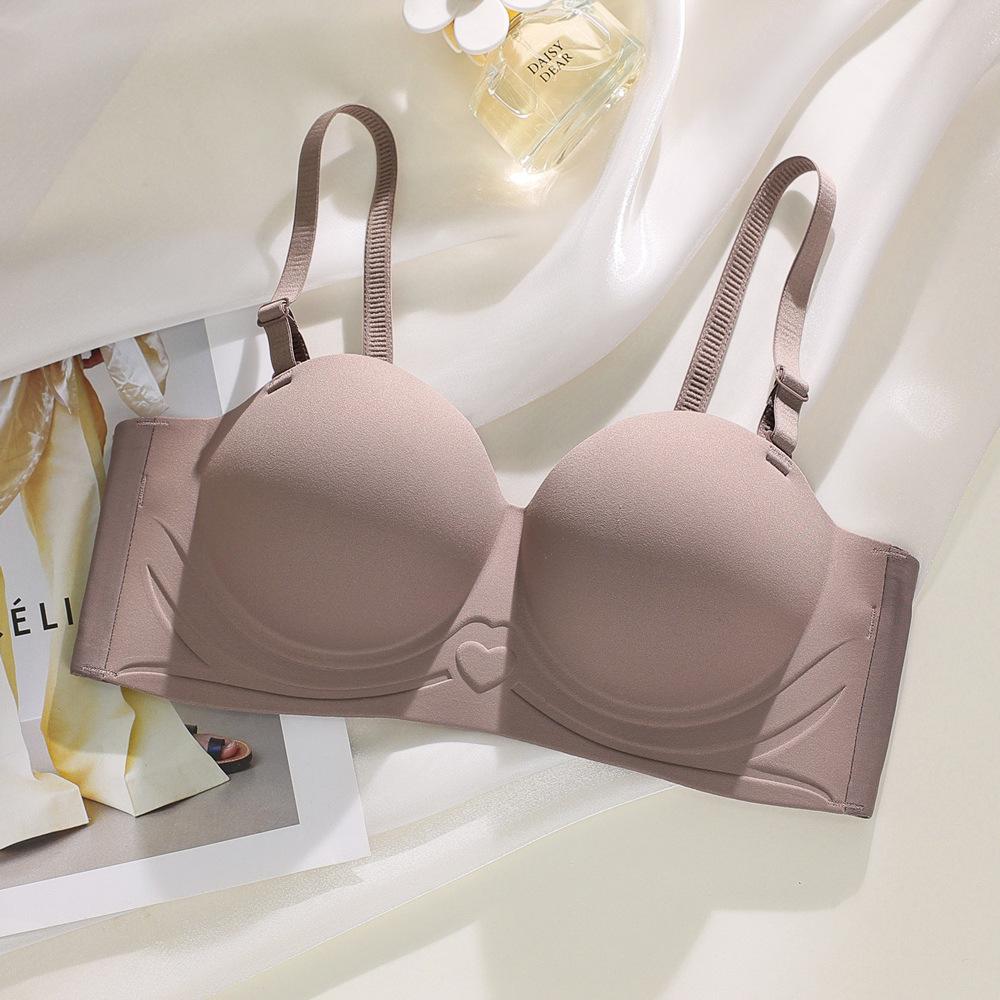 

Нижнее белье с половиной чашки, женское антигравитационное нижнее белье с небольшой грудью, сексуальное нижнее белье без бретелек, антилегкая встроенная чашка, сплошной цвет 70A темно-коричневого