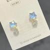 Blue Asymmetric Moon Star Clip On Earrings, Mini Pearl Zircon Mori Style Non Pierced Ear Cuffs for Women