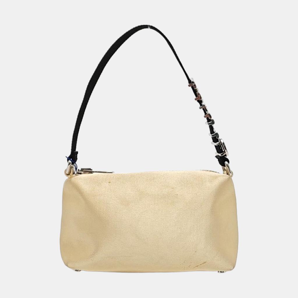 [Pre-Owned] Heirloom Series Shoulder Strap Rhinestone Logo Satin Nylon Tote Bag - Good #1GTUEUN