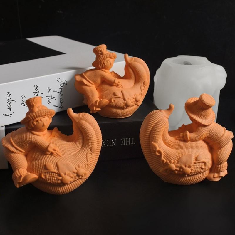 Molde de Vela de Abóbora Palhaço Moldes de Silicone para Halloween Moldes de Enfeites Moldes de Fundição Moldes de Gesso para Decoração de Casa