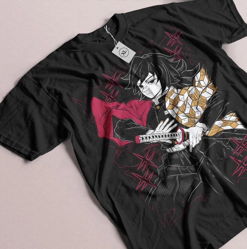 Anime Giyu Tomioka Hashira Demon Slayer Kimetsu No Black TShirt S