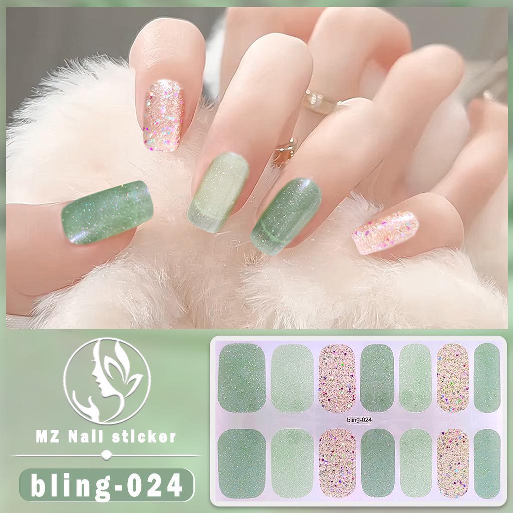 Meizhi 14-Finger Bling Aurora Gel-Nagellack-Aufkleber – selbstklebend, wasserfest, siegelfrei