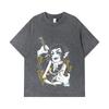 275 GSM Washed T-shirts 100% Cotton Demon Slayer V40 Kaigaku Print Unisex Heavy Cotton T Shirt