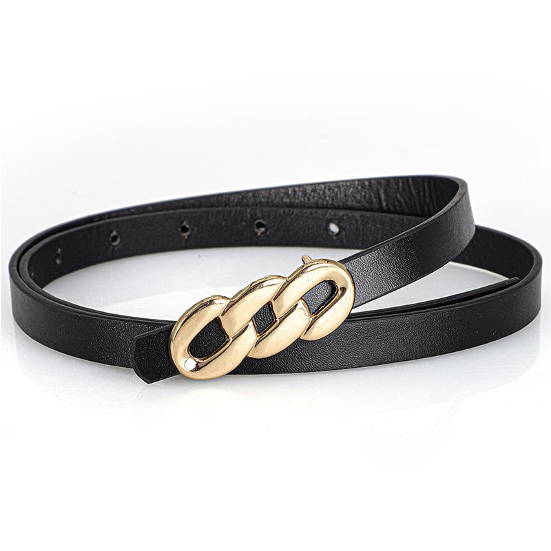 

Women s PU Leather Thin Belt with Golden Buckle,Adjustable Casual Simple Belt For Jeans,Pants,Skirts - Durable Fashion Accessory 105cm чёрный