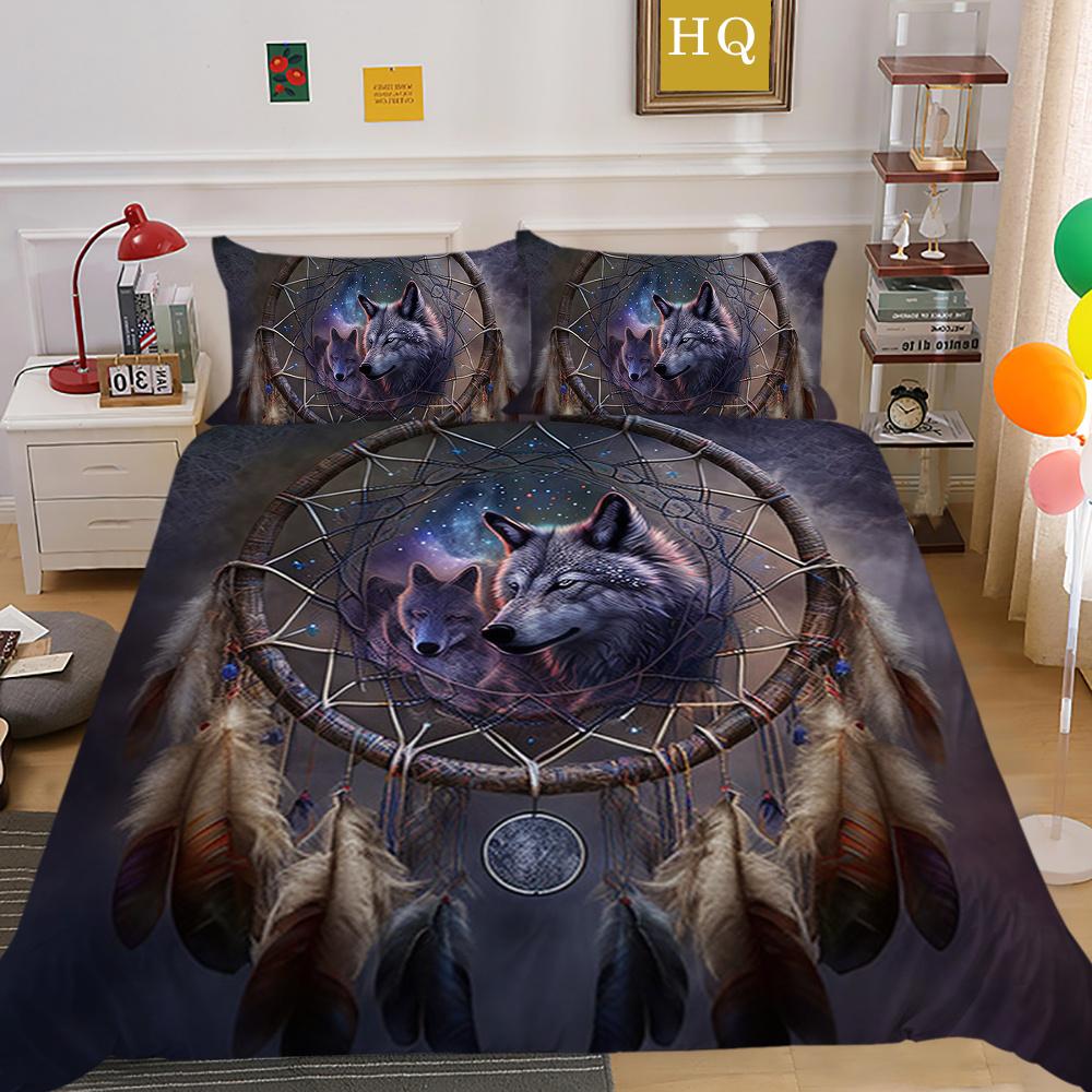 Bettbezüge, Wolf-Druck, King-Size-Mikrofaser-Bettwäsche-Set, Bezug für Mann, weich, hochwertige Heimtextilien