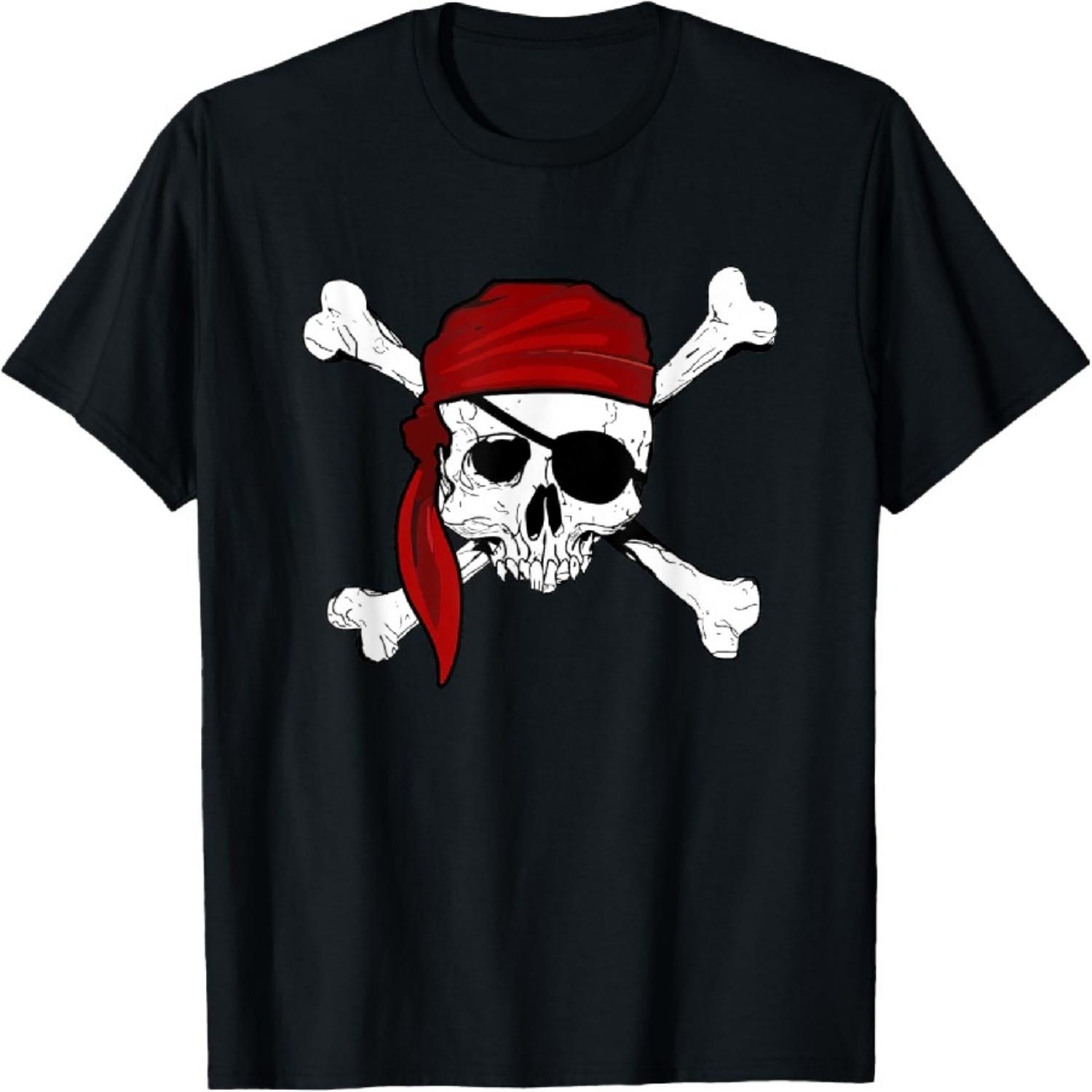

Jolly Roger Pirate Tee Fun Pirates Skull and Cross Bones T-Shirt XXXXXL чорний