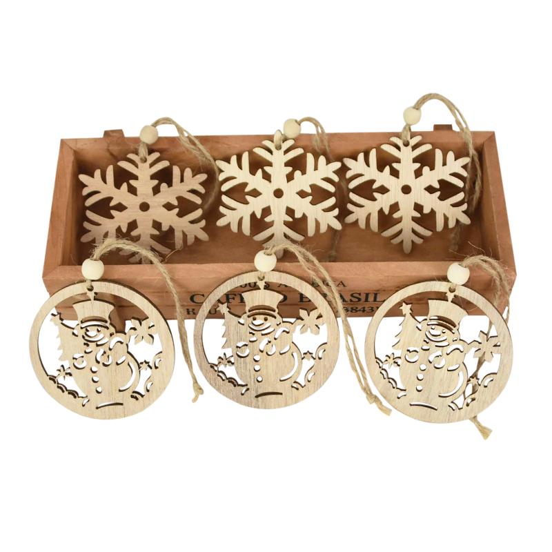 3 Stück Vintage Weihnachten Holzanhänger Ornamente DIY Holzhandwerk Weihnachtsdekorationen Weihnachtsbaum Hängeornamente Geschenke