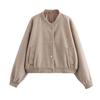 Women Jacket Cropped Bomber Jackets for Women Beige Black Tweed Jacket Woman Fashion Long Sleeve In Short Coats