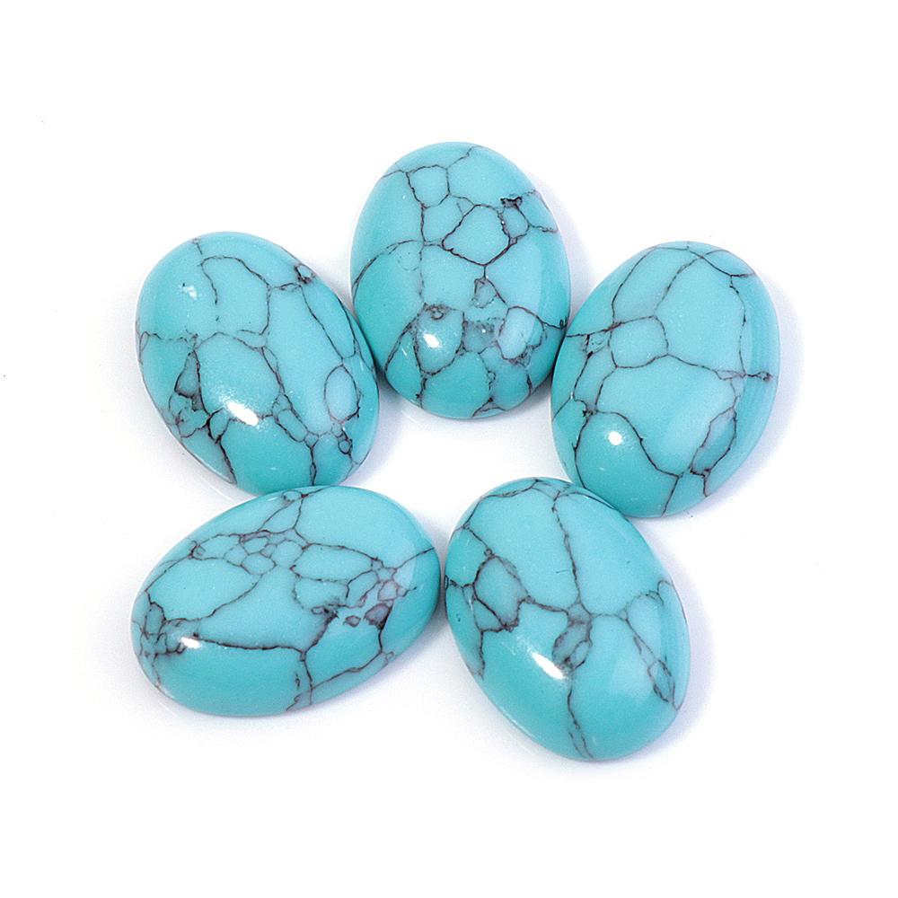 5pcs/lot Nature Turquoises Stone Cabochon For Jewelry Making Colored Oval Flat Back Cabochon Cameo DIY Rings Earring Accessories