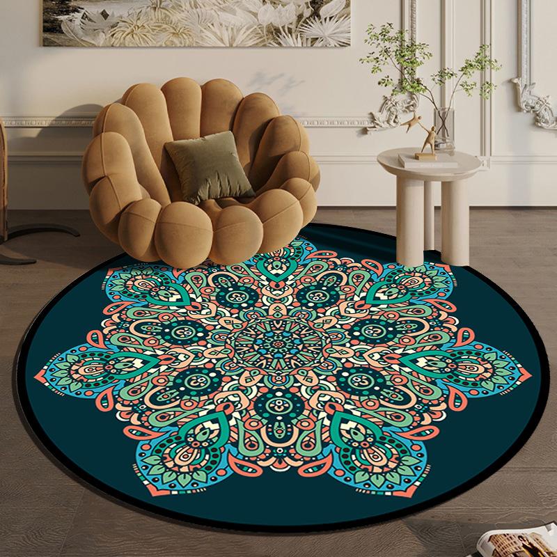 Tappeto rotondo grande in stile etnico nordico per camera da letto, tappeto in cotone intrecciato Bohemia, tappeto lavorato a maglia, 90 cm, 120 cm, 150 cm