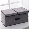 Cotton Linen Storage Box with Removable Lid Practical Underwear Container Foldable Pants Storage Box with Covers