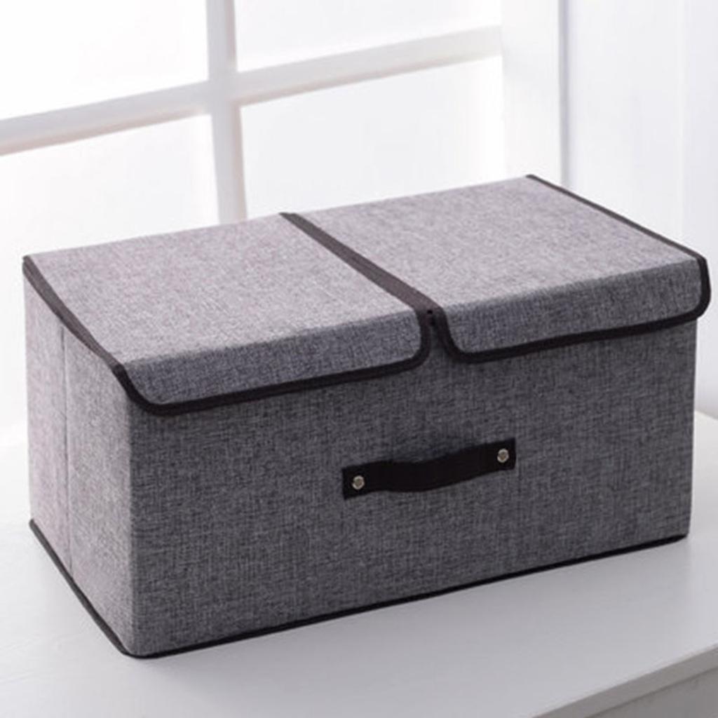 Cotton Linen Storage Box with Removable Lid Practical Underwear Container Foldable Pants Storage Box with Covers