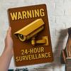 24-Hour Surveillance Sign - Vintage Iron Security Notice for Home & Business Decor