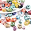 10Pcs Handmade Ceramic Porcelain Evil Eye Beads Charm Spacer Loose Beads for Jewelry Making DIY Earring Bracelet Keychain Accessories