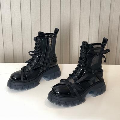 Summer 2026 Thin Breathable Bow Thick-soled Boots Hollow Mesh Sandal Boots