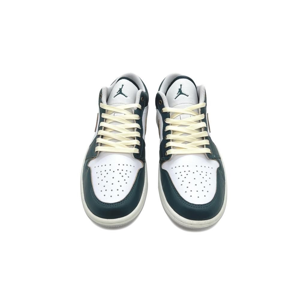 Jordan Air Jordan 1 Cushioning, Wear Resistant Low Top Vintage Basketball Shoes Unisex Green White FQ7687-300(Team191-)