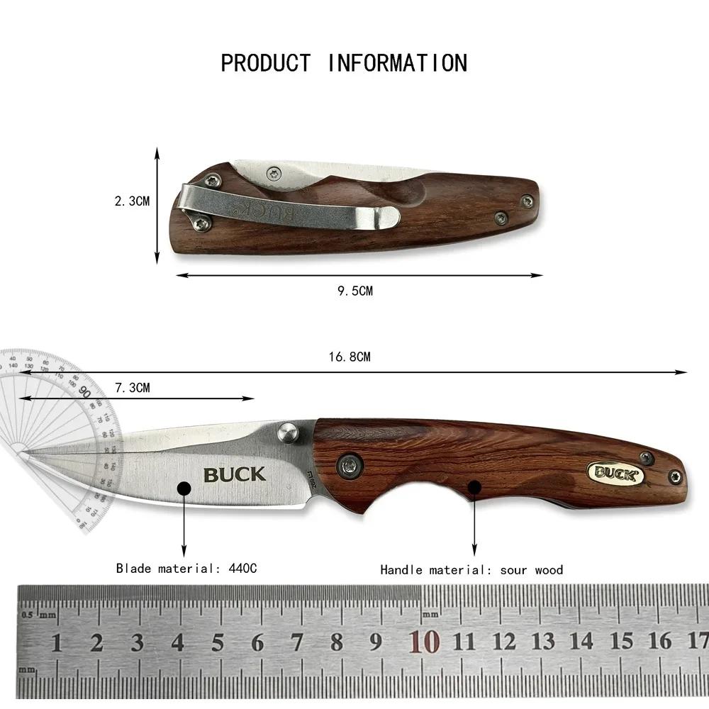 BK 269 Folding Knife 440C Blade Wood Handle Multipurpose Pocket Knife Utility Knives Stainless Steel Knife Kitchen Accessories
