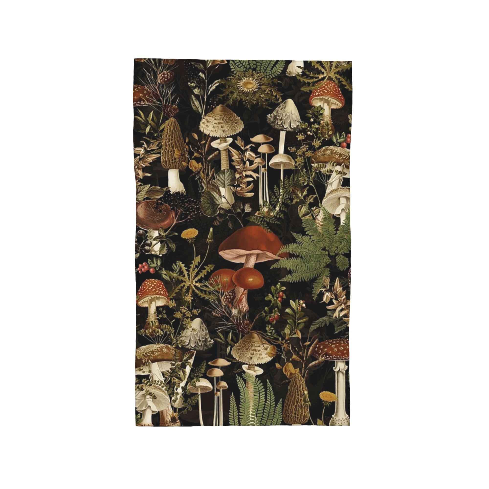 

Midnight Mushrooms Forest Botanical Night Garden Soft Face Towel Quick Dry Pool Bath Cotton Towels Absorbent W40*H60(CM)