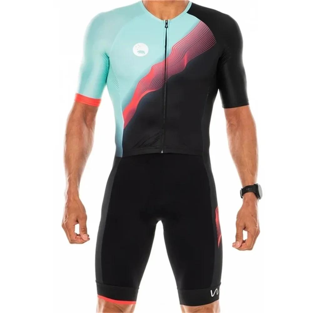 

2026 Republic Triathlon Suit Men Cycling Short Sleeve Quick Dry Jumpsuit Trisuit Skinsuit Bicycle Equipment Mono Ciclismo Hombre XS