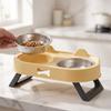 Double Bowl Raised Pet Feeder Stainless Steel Cat Feeding Dish Cat Bowl with Stand  For Small Dogs