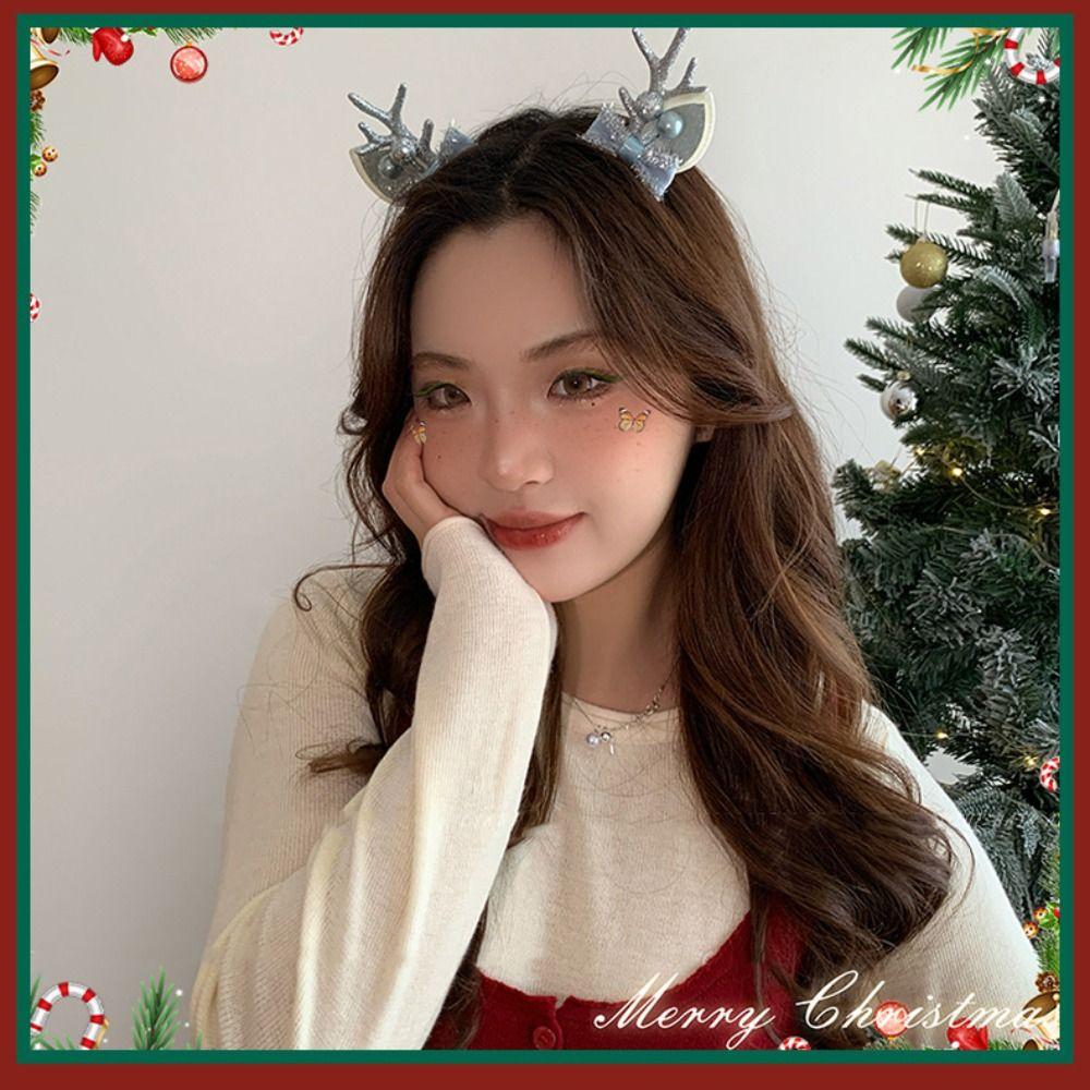 Merry Christmas Decor Christmas Elk Hairpin Bowknot Christmas Hat Headabnd  Children's