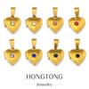 18K Gold-Plated Zirconia Heart Necklace Pendant with Birthstone, Stainless Steel, European & American Simple Design.